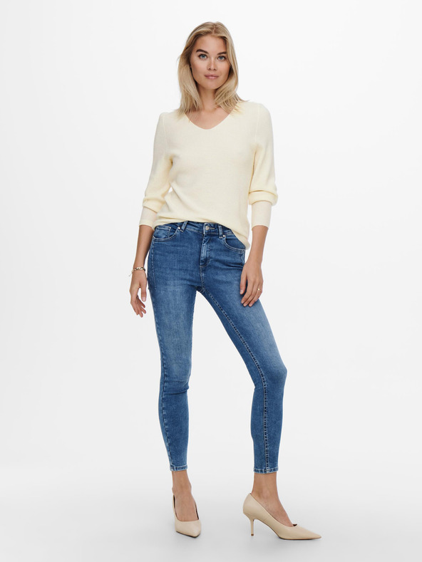 ONLY Krem rebrasti osnovni džemper ONLY Latia