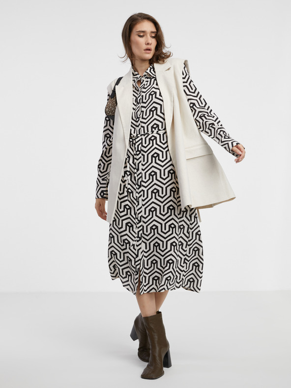 Vila Krem-crna ženska košulja s uzorkom VILA Daca