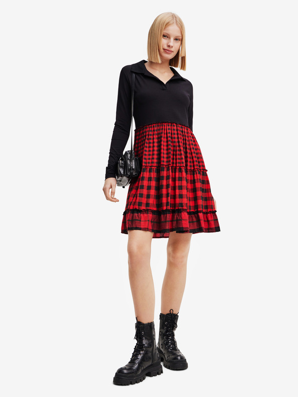 Desigual Desigual Harryst crveno-crna ženska haljina na karo