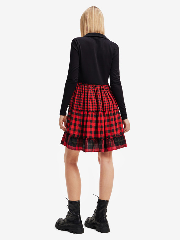 Desigual Desigual Harryst crveno-crna ženska haljina na karo