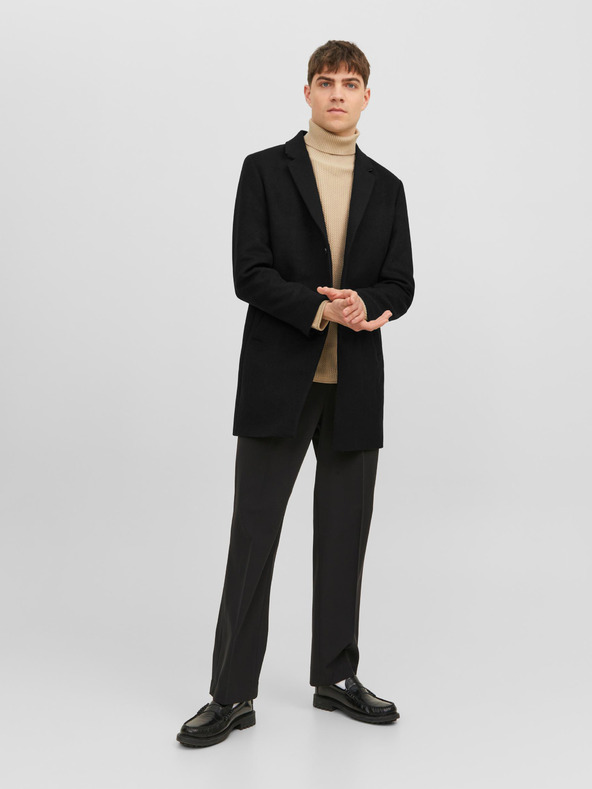 Jack & Jones Jack & Jones Morrison crni muški kaput od mješavine vune