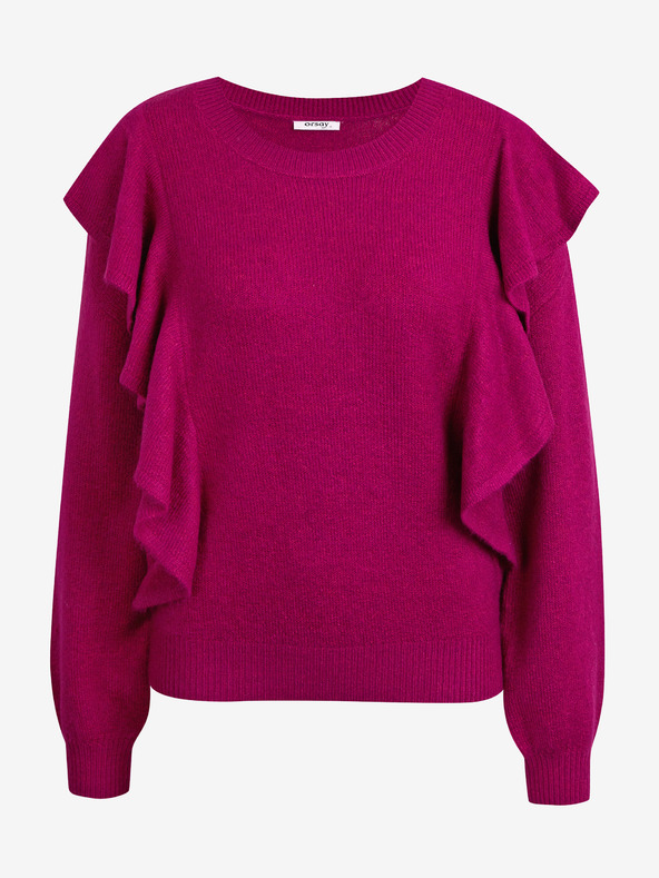 Orsay Tamno ružičasti ženski džemper s volanima ORSAY