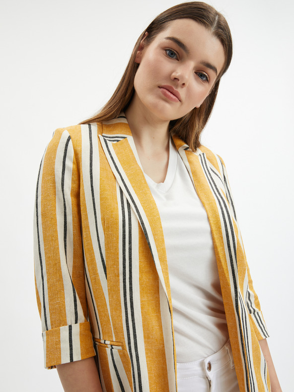 Orsay Narančasta ženska prugasta lanena jakna ORSAY