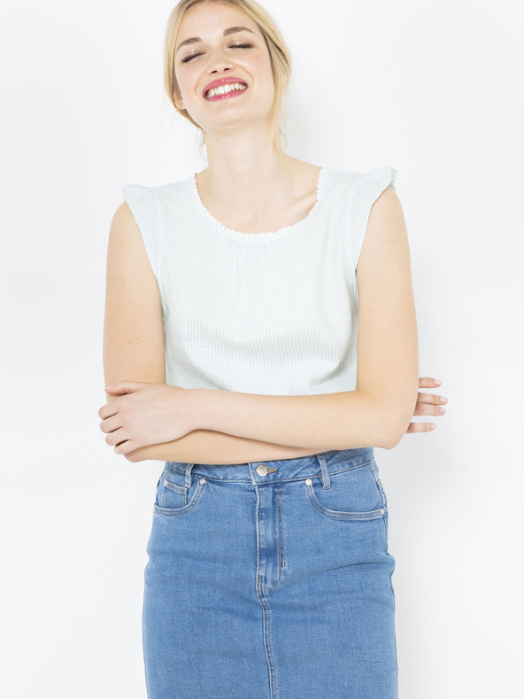 CAMAIEU Svijetlo zelena lanena bluza CAMAIEU