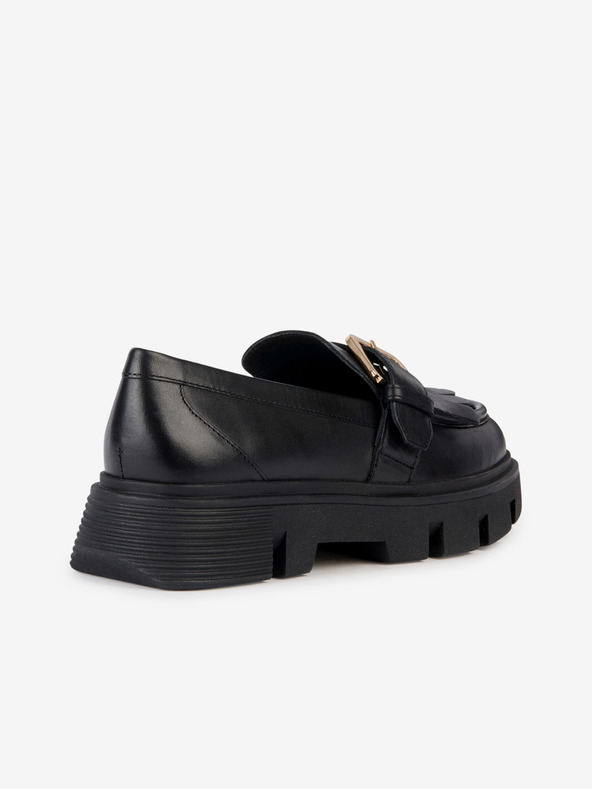 Geox Crne ženske kožne mokasine na platformi Geox Vilde