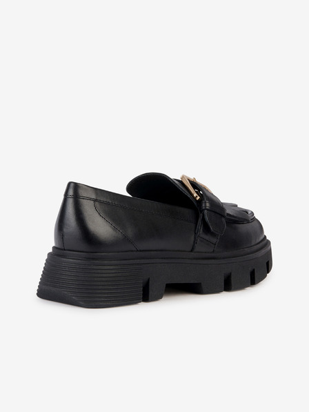 Geox Crne ženske kožne mokasine na platformi Geox Vilde