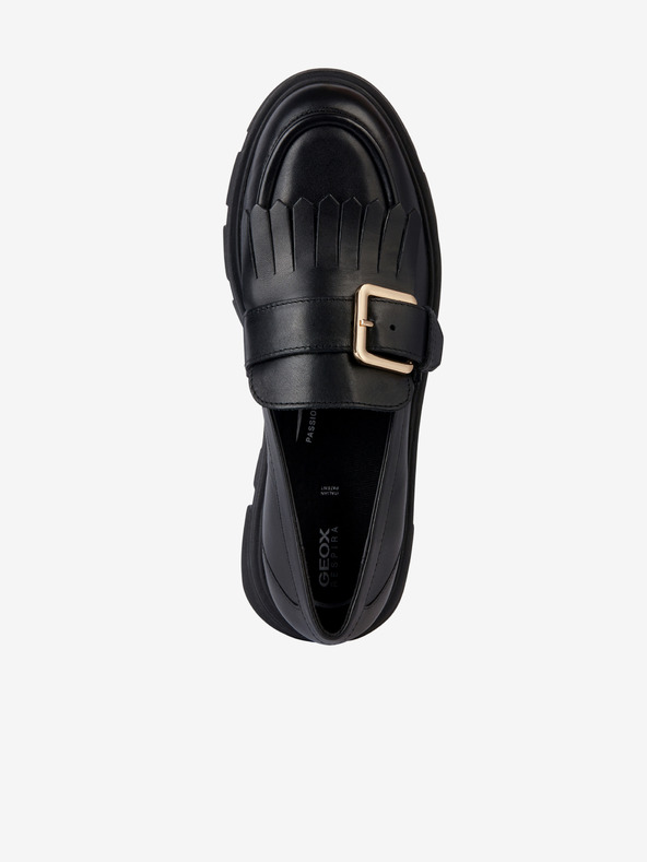 Geox Crne ženske kožne mokasine na platformi Geox Vilde