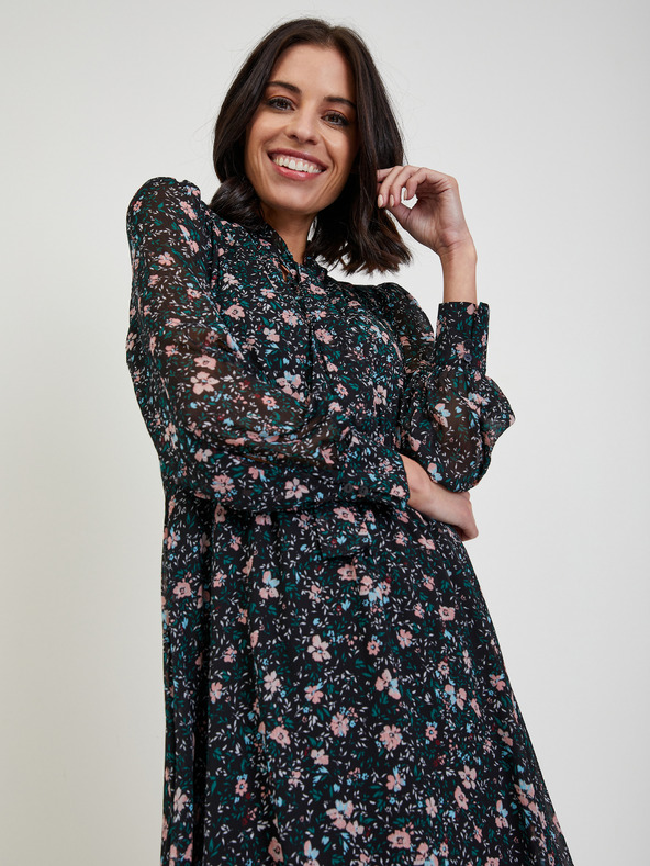 Orsay Crna ženska haljina cvjetnog uzorka ORSAY