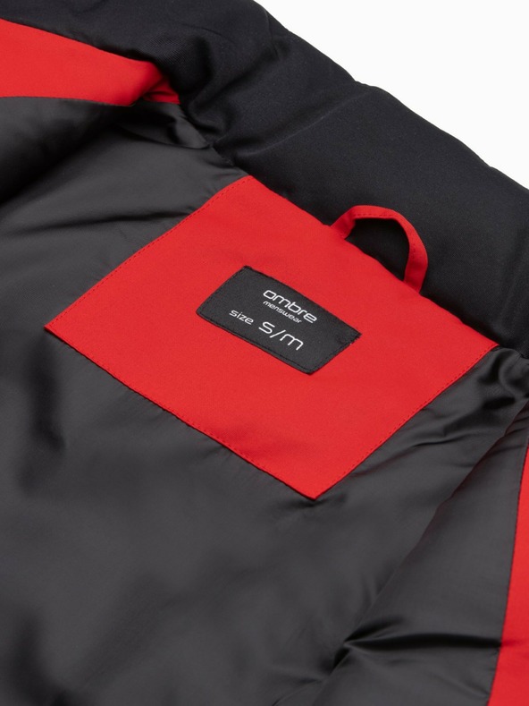 Ombre Clothing Crni i crveni muški prošiveni prsluk Ombre Clothing