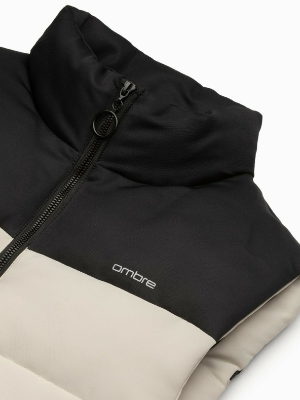 Ombre Clothing Crno-bež muški prošiveni prsluk Ombre Clothing