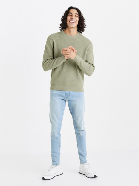 Celio Celio Dexter svjetlozeleni muški rebrasti pulover