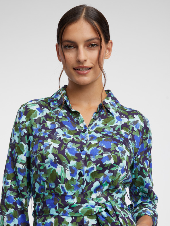 Orsay Zeleno-plave ženske cvjetne košuljaste haljine ORSAY