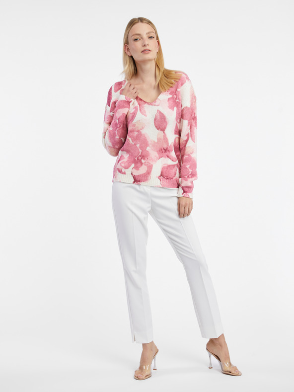 Orsay Ružičasto bijeli ženski cvjetni pulover ORSAY