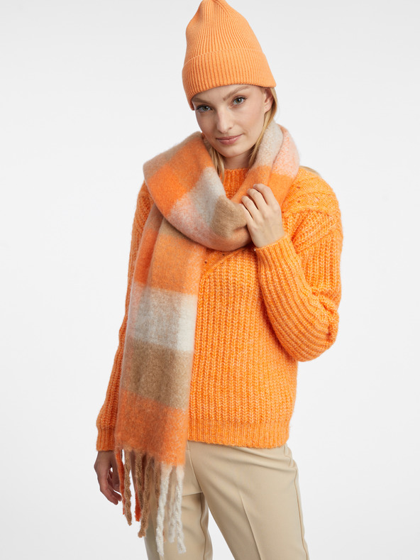 Orsay Narančasto-bež ženski karirani šal ORSAY