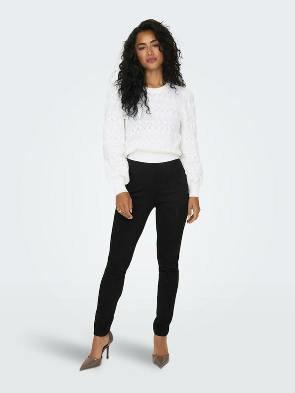 ONLY SAMO crne ženske hlače od brušene kože Da