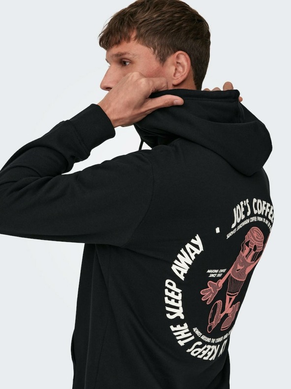 ONLY & SONS ONLY & SONS Bryce crna muška majica s kapuljačom