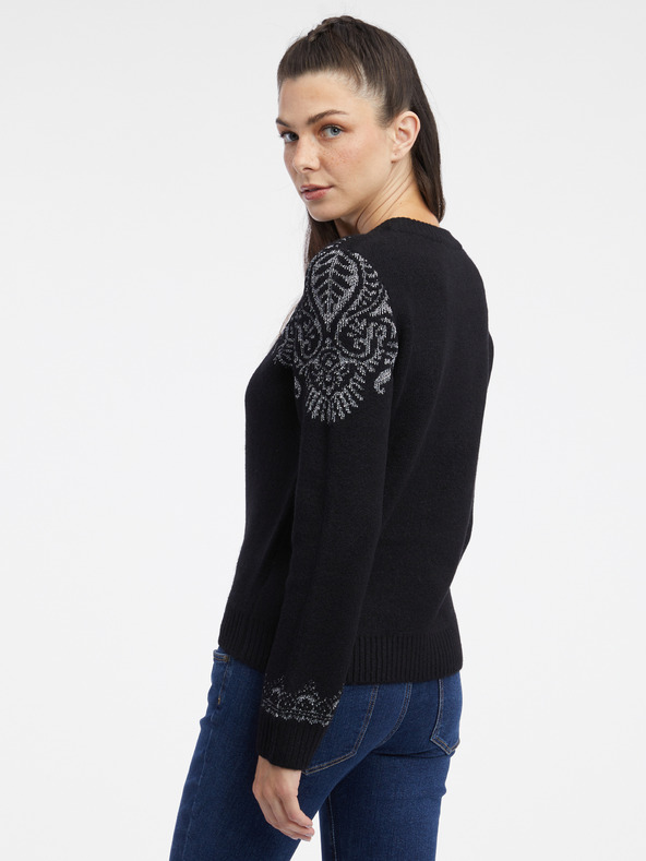Orsay Crni ženski pulover s uzorkom ORSAY