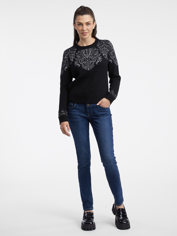 Orsay Crni ženski pulover s uzorkom ORSAY