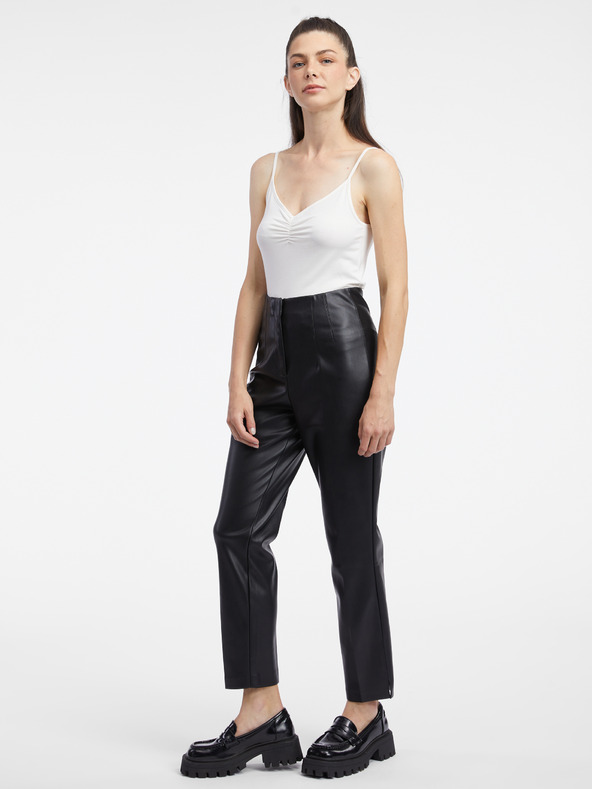 Orsay Crne ženske hlače od umjetne kože ORSAY