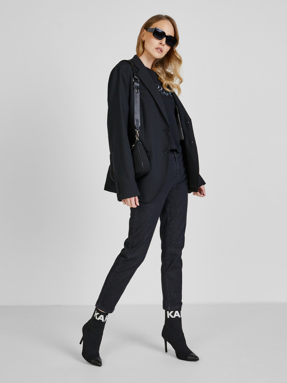 Karl Lagerfeld Crna ženska majica s jastučićima za ramena marke KARL LAGERFELD