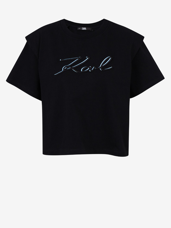 Karl Lagerfeld Crna ženska majica s jastučićima za ramena marke KARL LAGERFELD