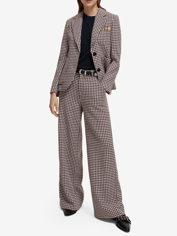 Scotch & Soda Bež ženske hlače s uzorkom s primjesom Scotch & Soda vune