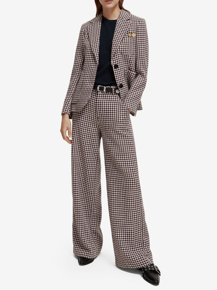 Scotch & Soda Bež ženske hlače s uzorkom s primjesom Scotch & Soda vune