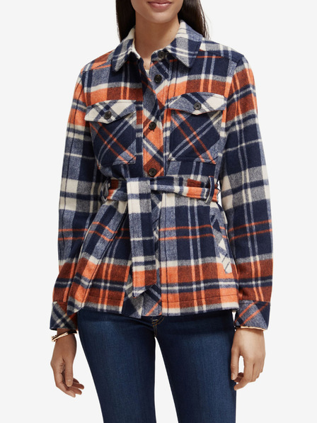 Scotch & Soda Plavi ženski lagani kratki kaput s primjesom Scotch & Soda vune