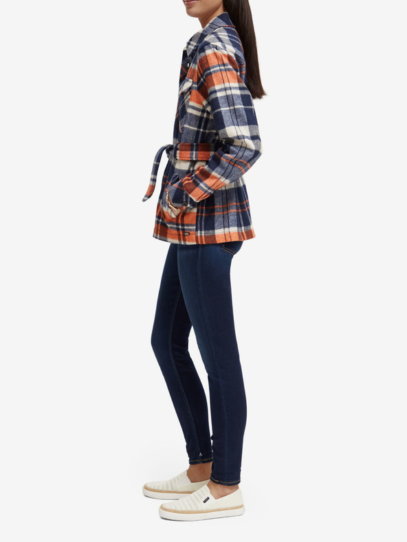 Scotch & Soda Plavi ženski lagani kratki kaput s primjesom Scotch & Soda vune