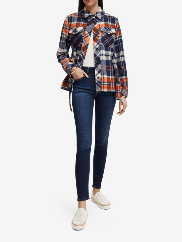 Scotch & Soda Plavi ženski lagani kratki kaput s primjesom Scotch & Soda vune