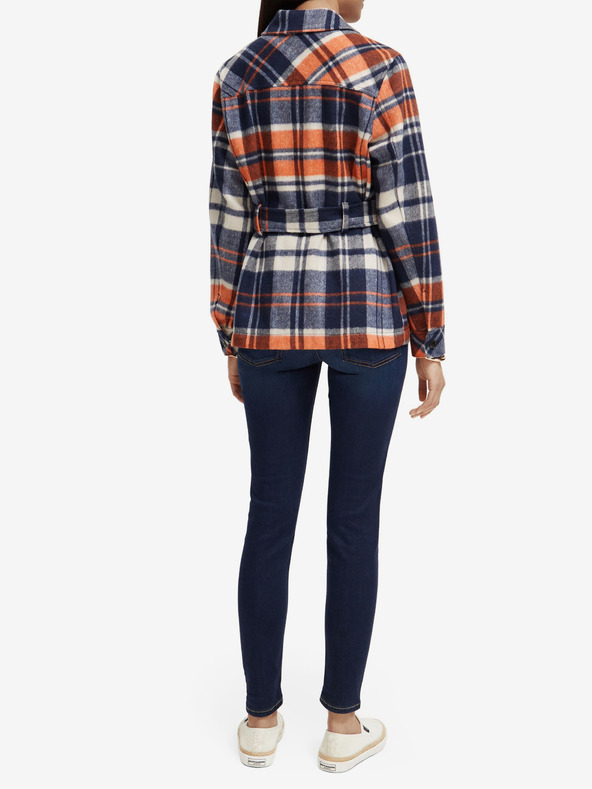 Scotch & Soda Plavi ženski lagani kratki kaput s primjesom Scotch & Soda vune