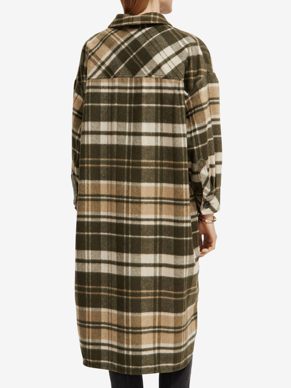 Scotch & Soda Smeđi ženski kaput svijetle košulje s mješavinom vune Scotch & Soda