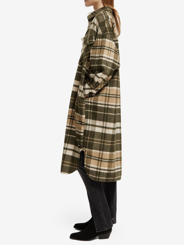 Scotch & Soda Smeđi ženski kaput svijetle košulje s mješavinom vune Scotch & Soda