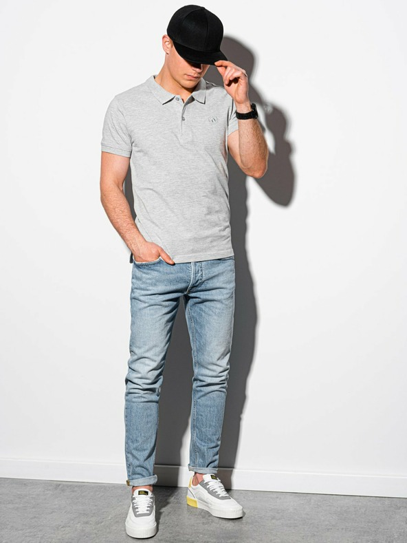 Ombre Clothing Svijetlo siva muška osnovna polo majica Ombre Clothing