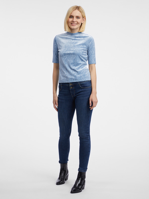 Orsay Svijetloplavi ženski top od baršuna s uzorkom ORSAY