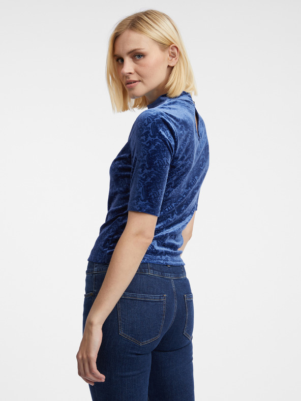 Orsay Tamnoplavi ženski top od baršuna s uzorkom ORSAY