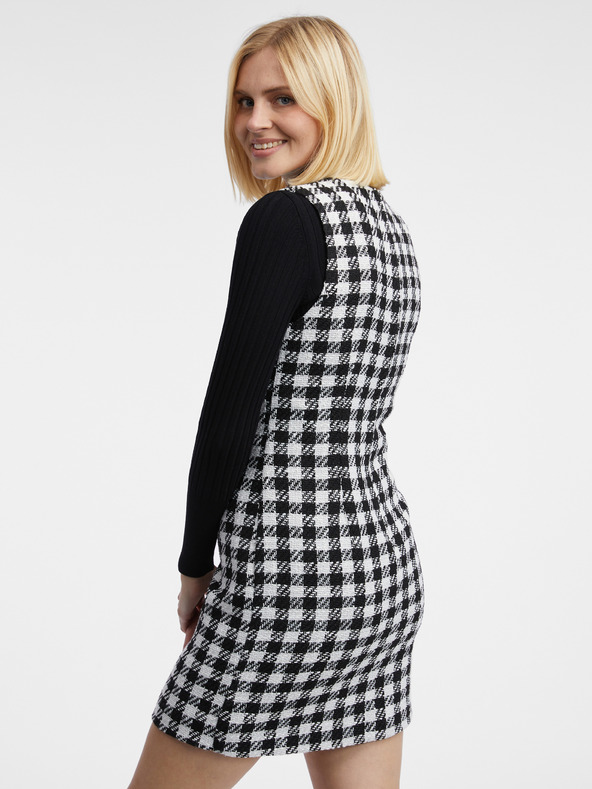 Orsay Bijelo-crna ženska karirana haljina ORSAY