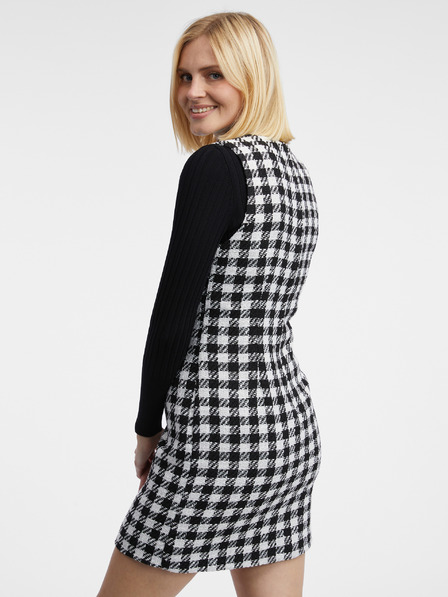 Orsay Bijelo-crna ženska karirana haljina ORSAY