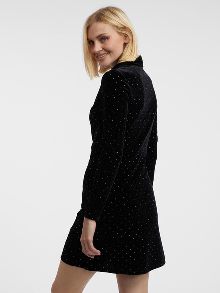 Orsay Crna ženska baršunasta haljina s uzorkom ORSAY