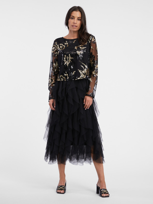 Orsay Crna ženska bluza s uzorkom i šljokicama ORSAY