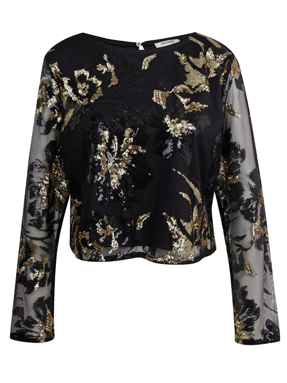 Orsay Crna ženska bluza s uzorkom i šljokicama ORSAY