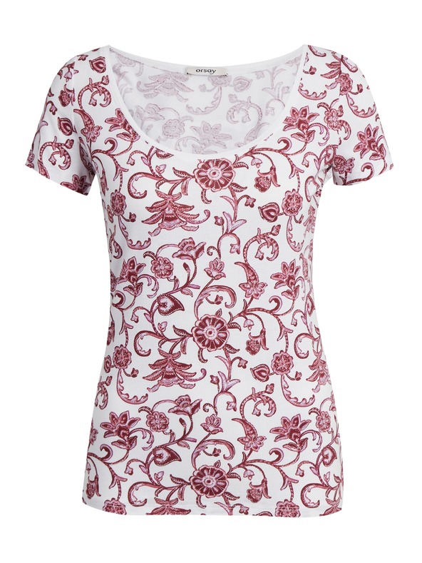 Orsay Ženska majica s uzorkom u bijeloj i boji vina ORSAY