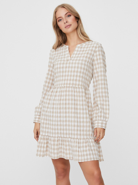 Vero Moda Bijelo-bež karirana haljina VERO MODA Kimi