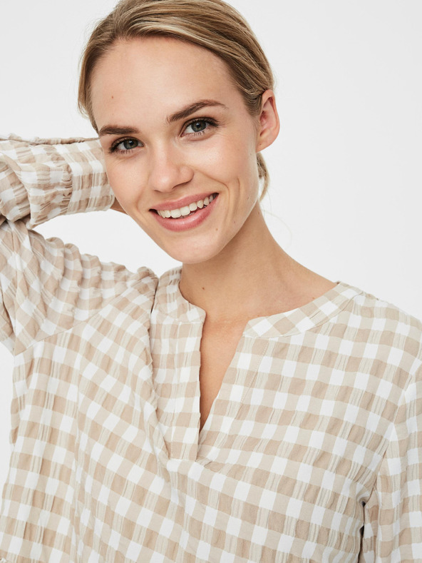 Vero Moda Bijelo-bež karirana haljina VERO MODA Kimi