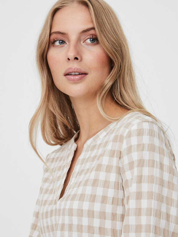 Vero Moda Bijelo-bež karirana haljina VERO MODA Kimi