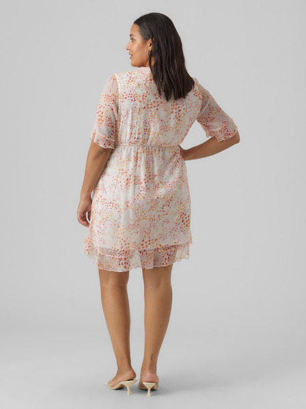 Vero Moda Curve Narančasto-bijela ženska haljina s uzorkom VERO MODA CURVE Dora