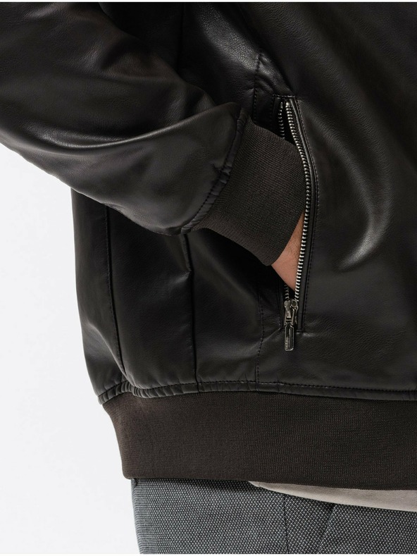 Ombre Clothing Tamno smeđa muška kožna jakna Ombre Clothing