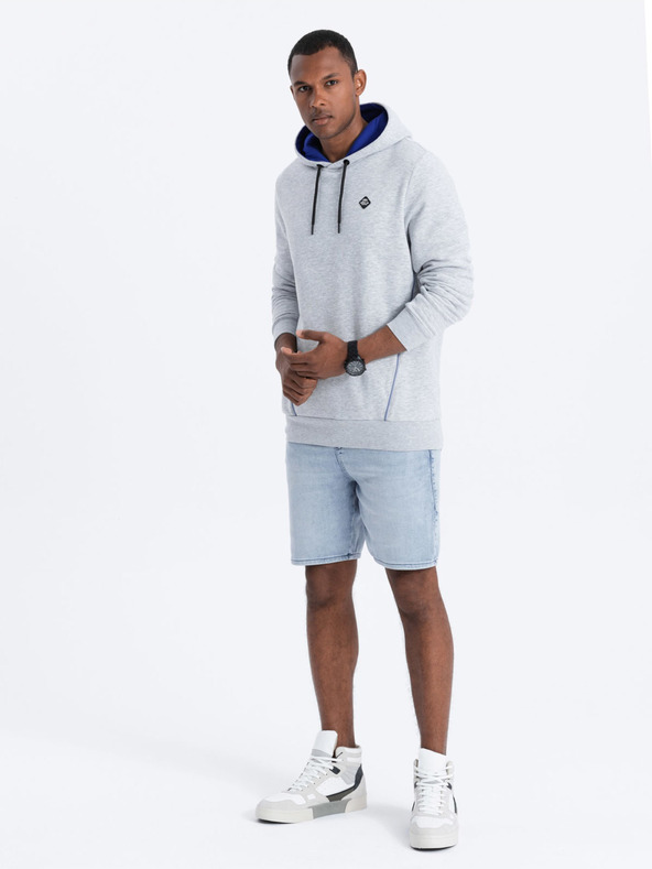 Ombre Clothing Ombre Clothing Muška svijetlo siva majica s kapuljačom