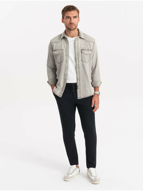 Ombre Clothing Crne muške hlače Ombre Clothing