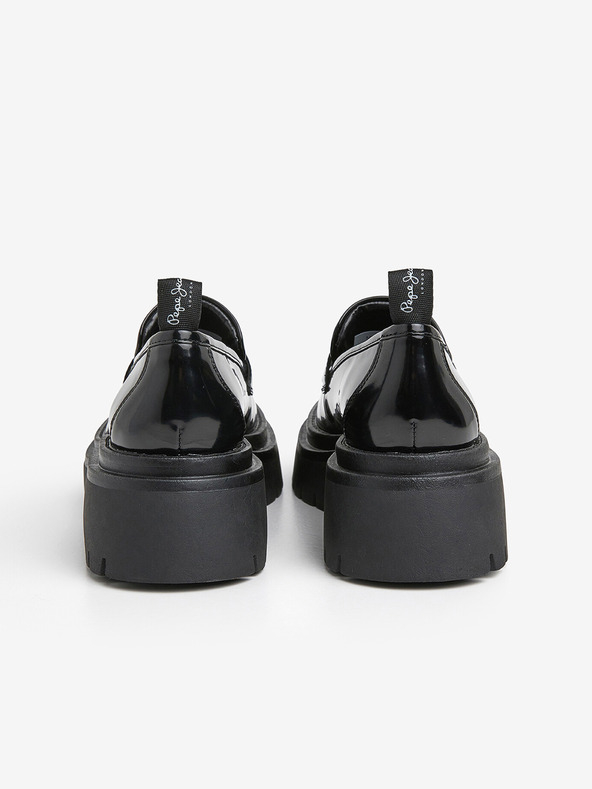 Pepe Jeans Ženske crne sjajne mokasine Pepe Jeans Queen Oxford